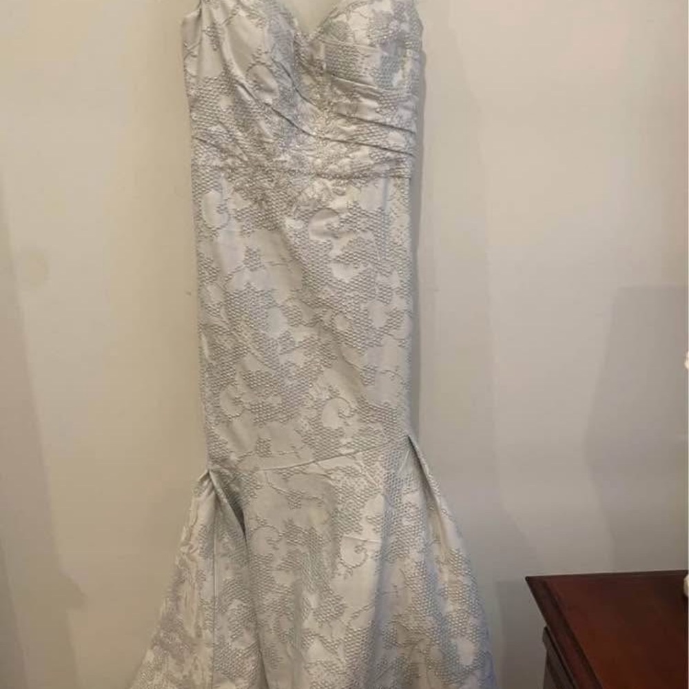 Elegant Silver Strapless Gown